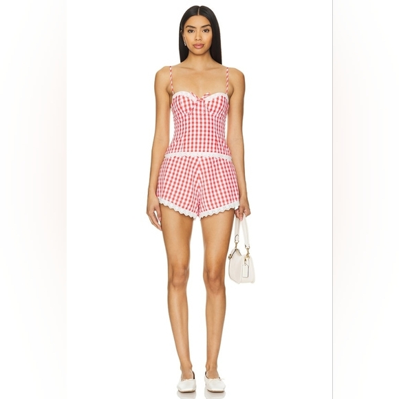 Majorelle Peggy Hot Short In White And Red Check sz L NWT - Picture 3 of 9